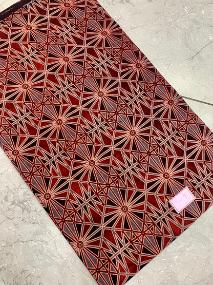 Maroon–red Ajrakh handblock printed pure cotton wholesale fabric featuring dual-tone artisan patterns by Fabtexs.