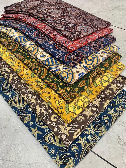 Maroon jaal multi-colour Ajrakh handblock cotton fabric showcasing traditional motif layout – wholesale Fabtexs textile.