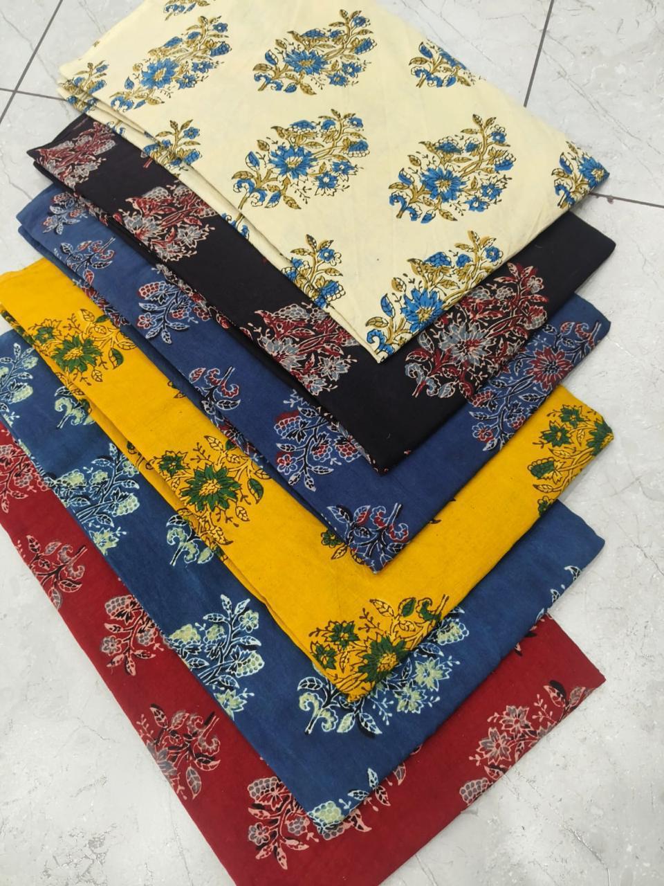 Multi-black Ajrakh handblock printed pure cotton fabric featuring mixed motifs, wholesale artisan textiles by Fabtexs.