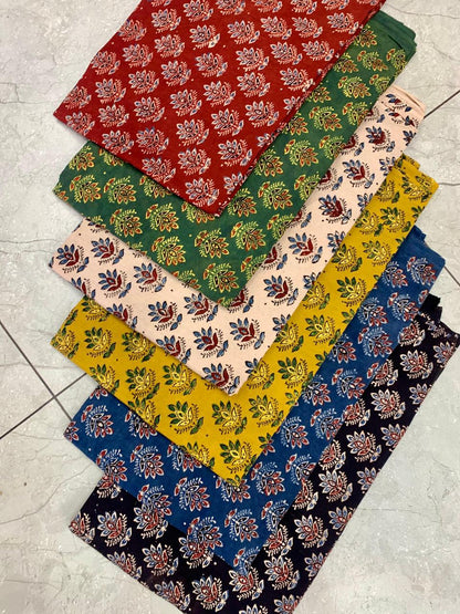 Multi-Colour Butta Ajrakh Handblock Printed Pure Cotton Wholesale Fabric – Signature Artisan Textile by Fabtexs
