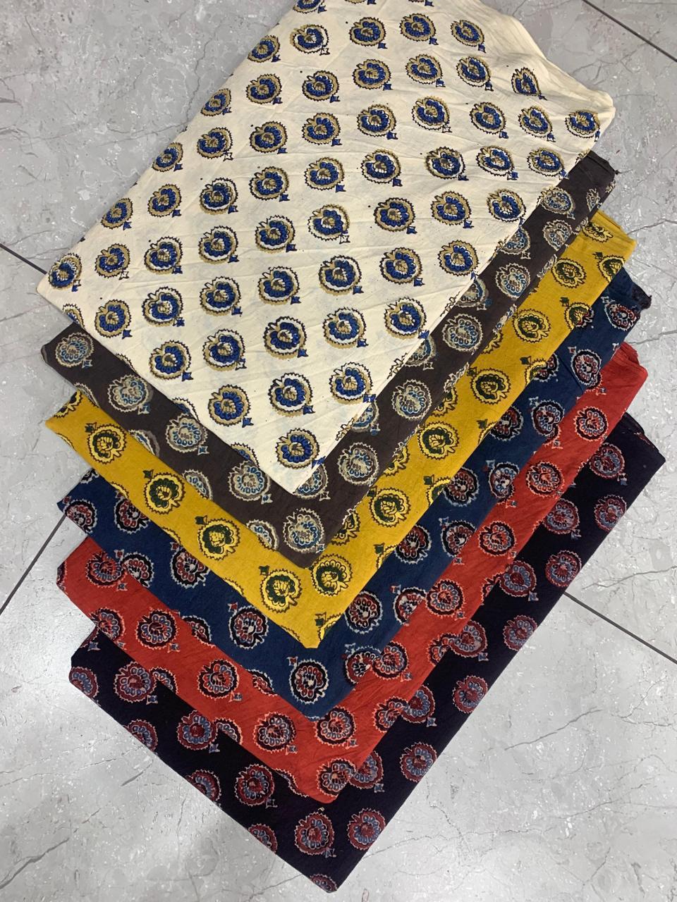 Multicolour butti Ajrakh handblock printed pure cotton wholesale fabric – authentic Kutch craft curated by Fabtexs