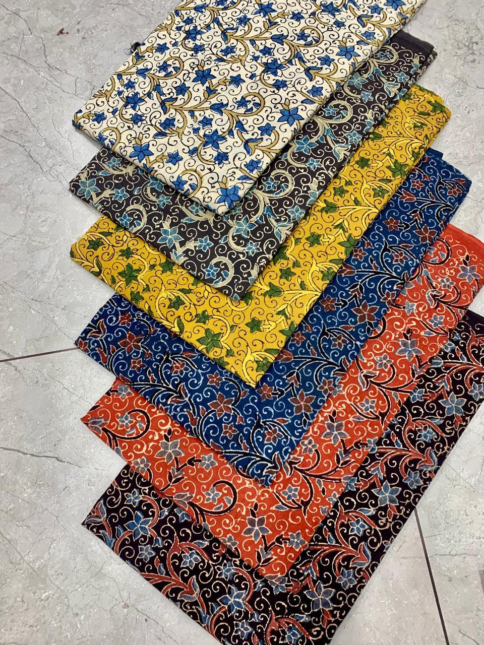 Ajrakh pure cotton handblock printed fabric with multicolour butti motifs in traditional layout