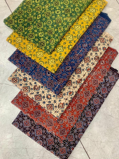 Multi-Colour Floral Ajrakh Handblock Pure Cotton Fabric Wholesale – Rajasthan Artisan Printed Fabric by Fabtexs