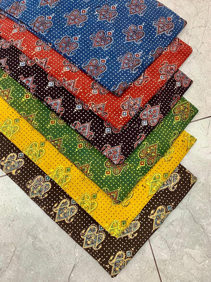 Ajrakh pure cotton handblock printed fabric in black base with multicolour artisan motifs