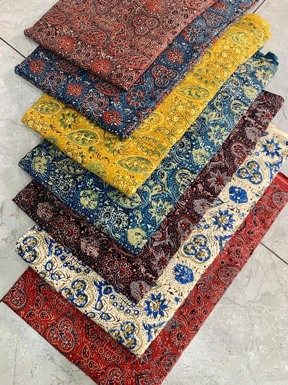 Ajrakh multicolor pure cotton handblock printed wholesale fabric featuring artisan-made geometric prints by Fabtexs