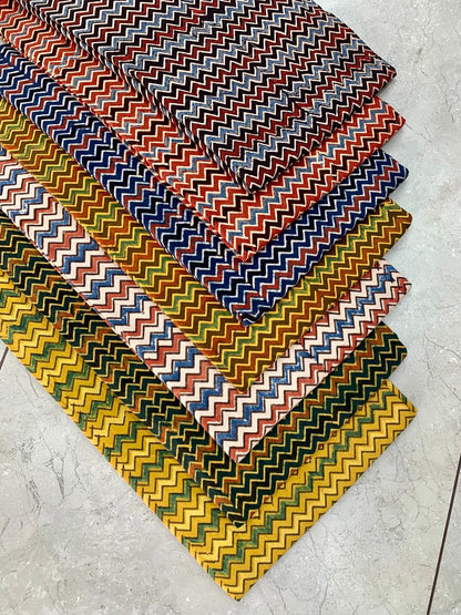 Ajrakh pure cotton handblock printed fabric with multicolour geometric handblock patterns