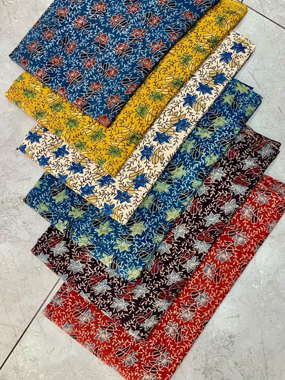 Ajrakh pure cotton handblock printed fabric in mustard tones with multicolour traditional designs
