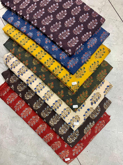 Natural-dyed Ajrakh butti pattern multi-colour cotton fabric for wholesale buyers—crafted by Fabtexs.
