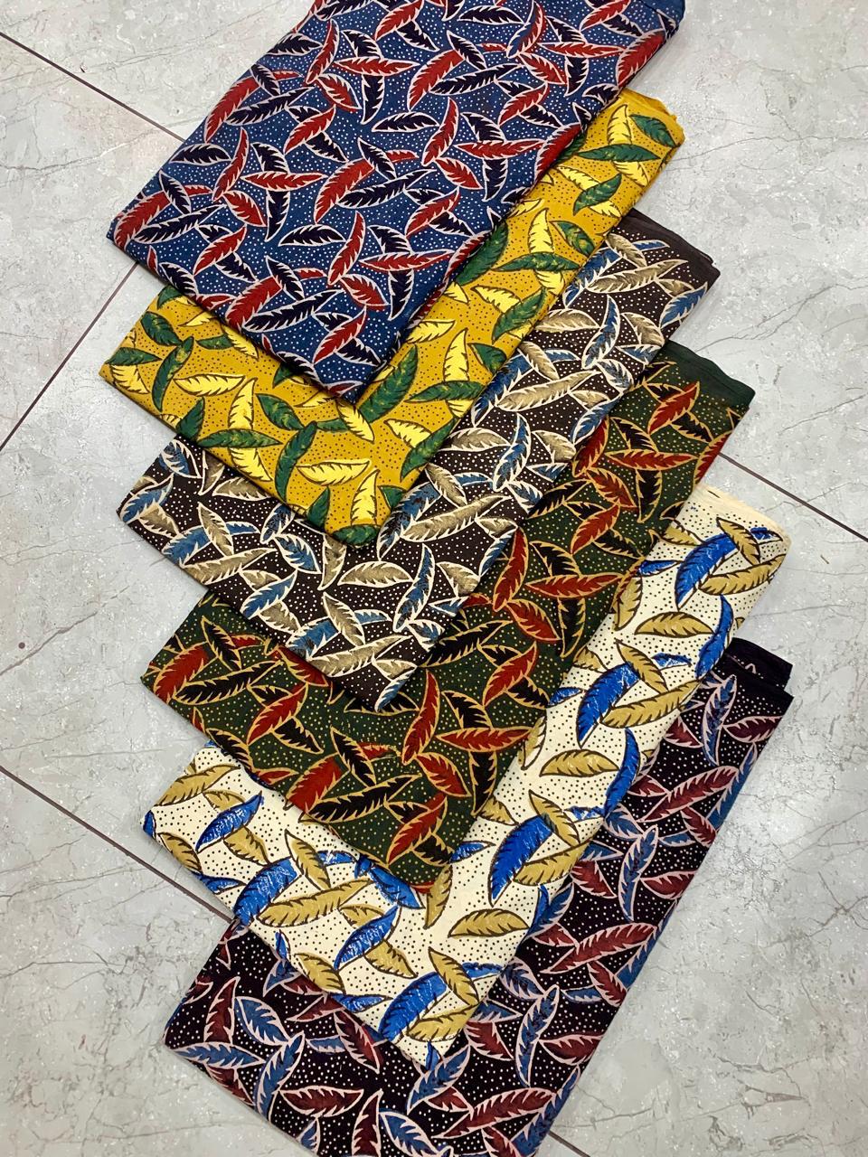 Ajrakh pure cotton handblock printed fabric in mustard shade with leaf jaal pattern