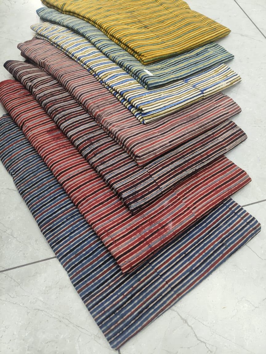 Mustard multi-colour Ajrakh cotton fabric with traditional handblock motifs – wholesale artisan textile by Fabtexs