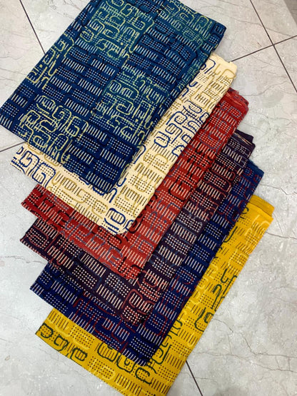 Ajrakh pure cotton handblock printed fabric in mustard base with multicolour traditional print