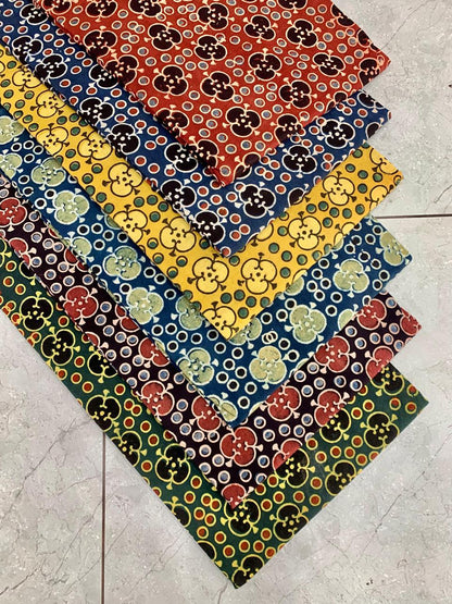 Ajrakh pure cotton handblock printed fabric using natural dyes and traditional printing techniques
