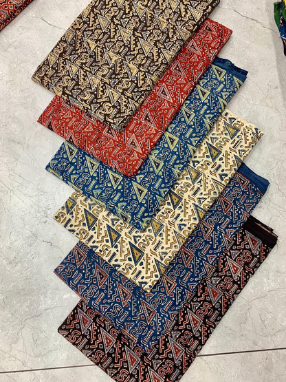 Ajrakh pure cotton handblock printed fabric with multicolour paisley motifs in traditional style