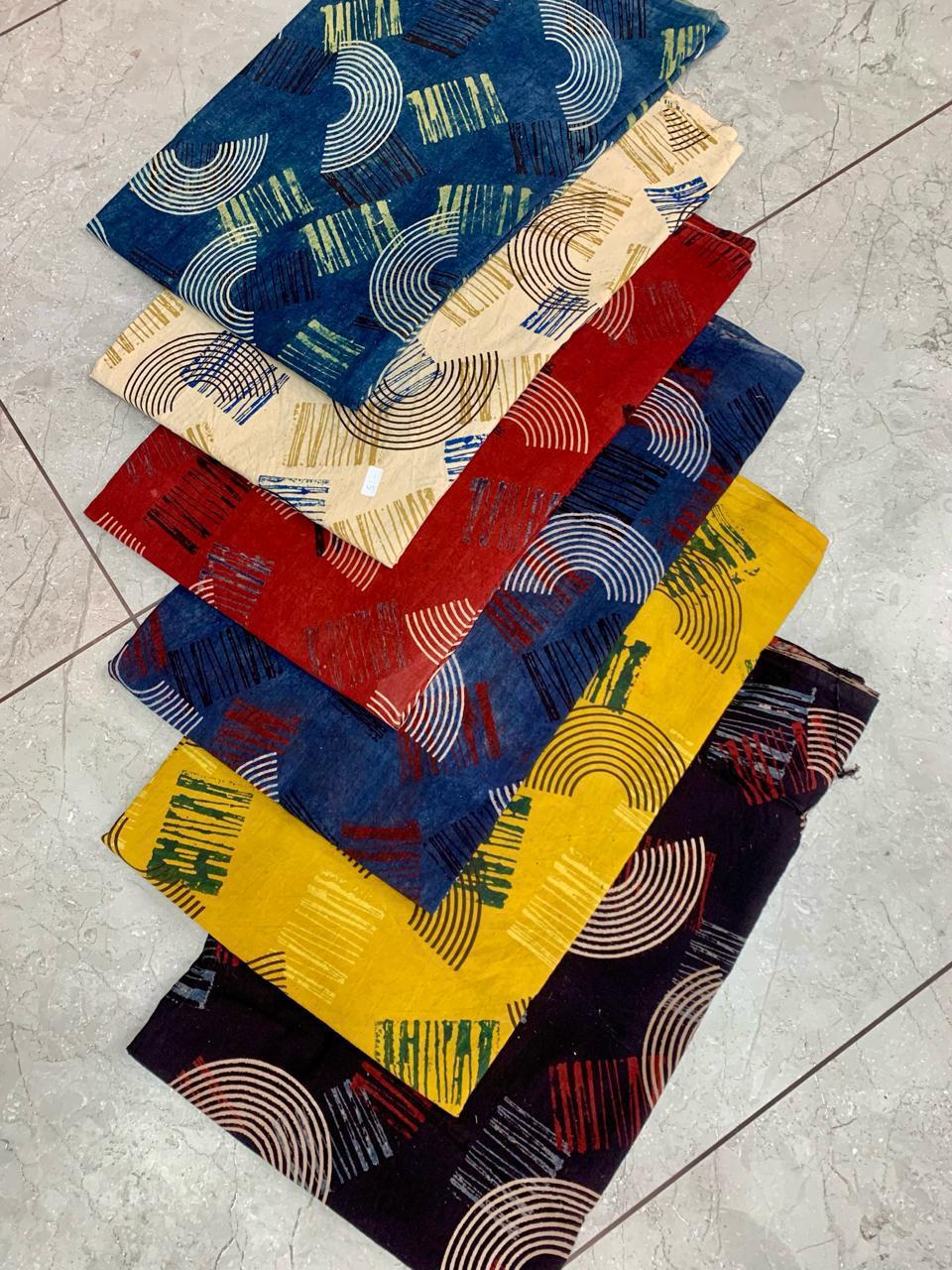 Ajrakh pure cotton handblock printed fabric with paisley motifs in traditional Ajrakh style