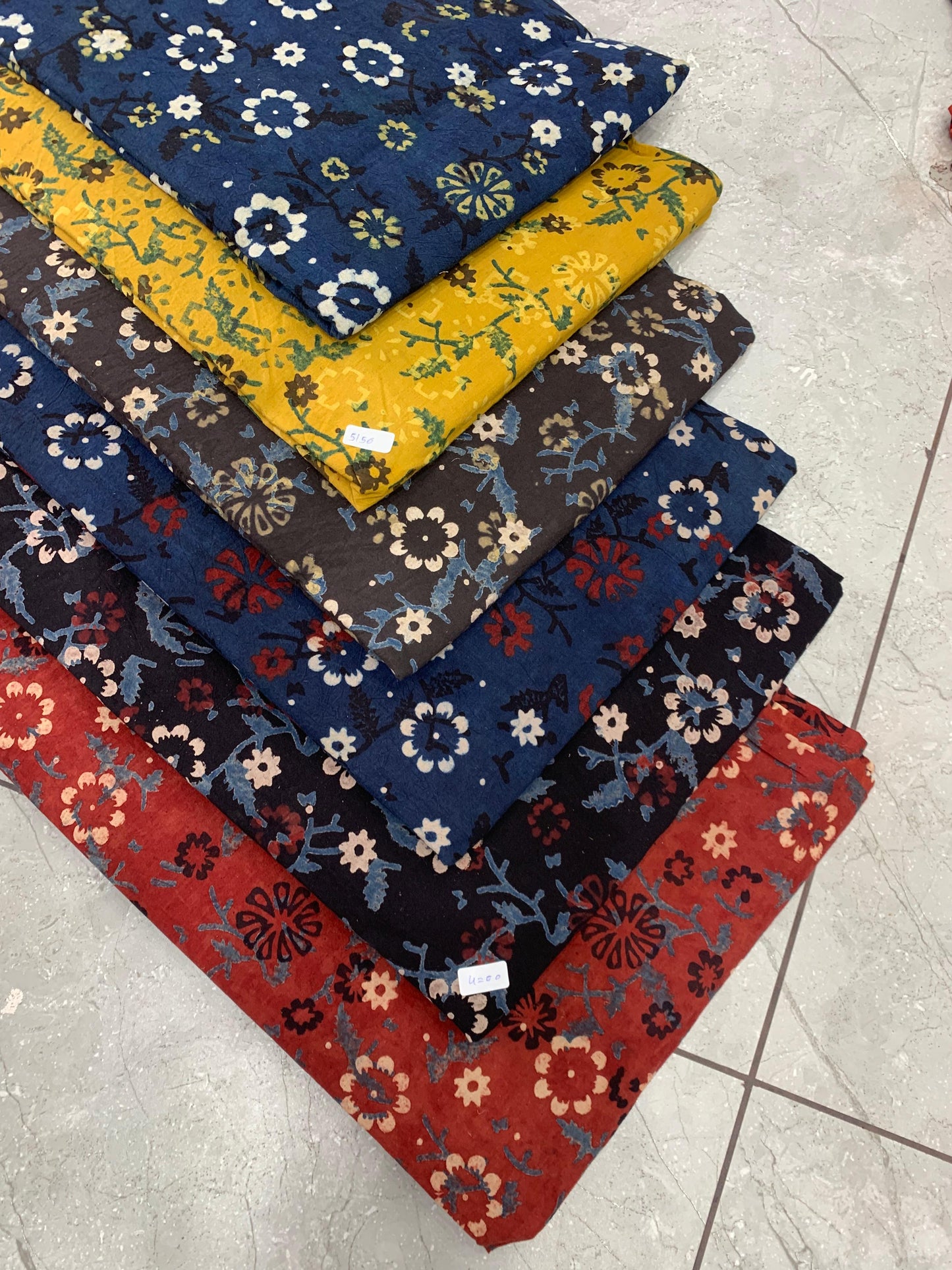 Ajrakh pure cotton handblock printed fabric showcasing traditional Ajrakh print designs