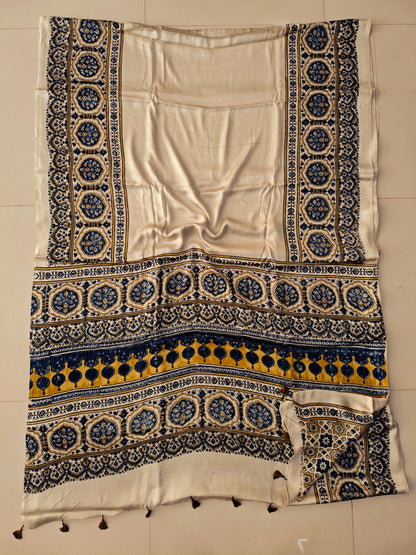 Red Ajrakh Print Handblock Printed Modal Silk Saree – Authentic Ajrakh Manufacturer from Gujarat