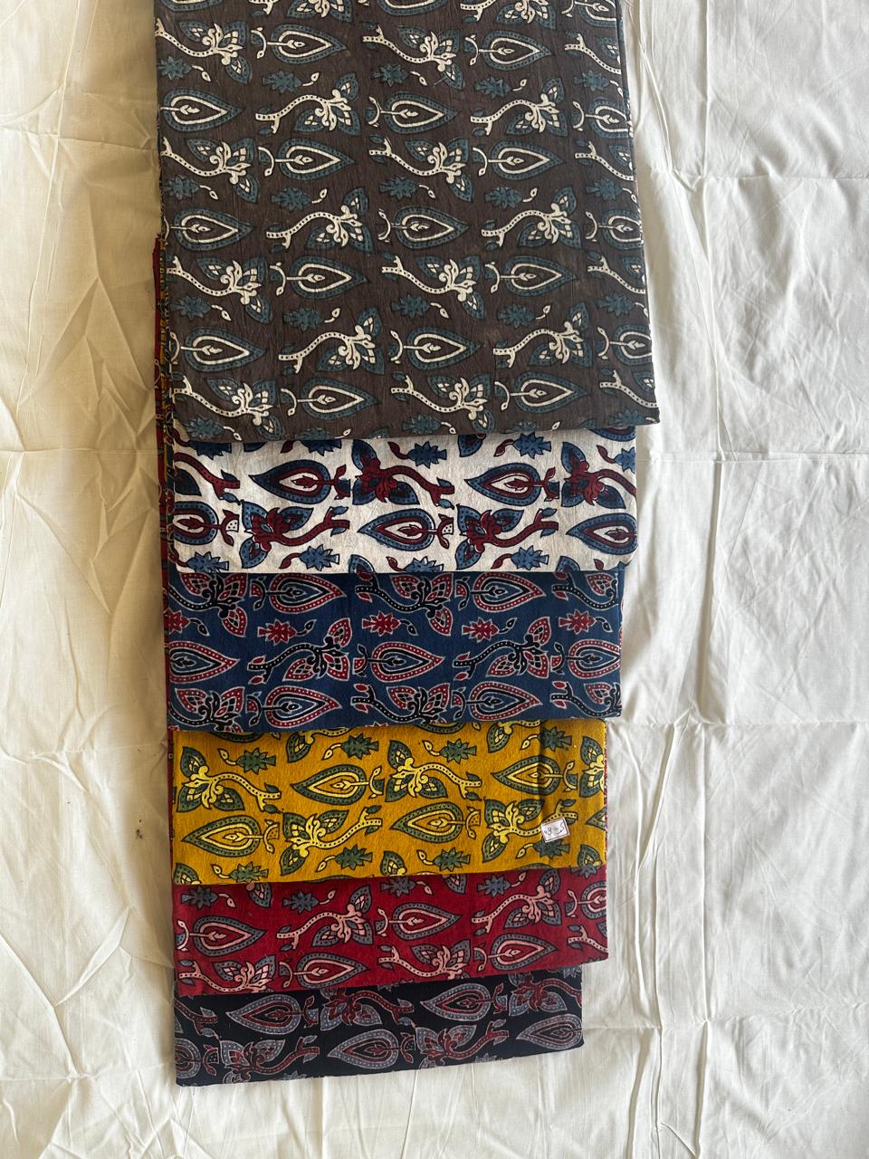 Ajrakh handblock cotton fabric 6-color set – wholesale boutique fabrics Fabtexs