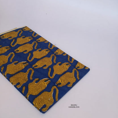 Classic indigo blue Bagru handblock printed cotton fabric, artisan-crafted for premium wholesale textile collections.