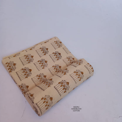 Cream balloon motif Bagru handblock cotton fabric playful traditional design