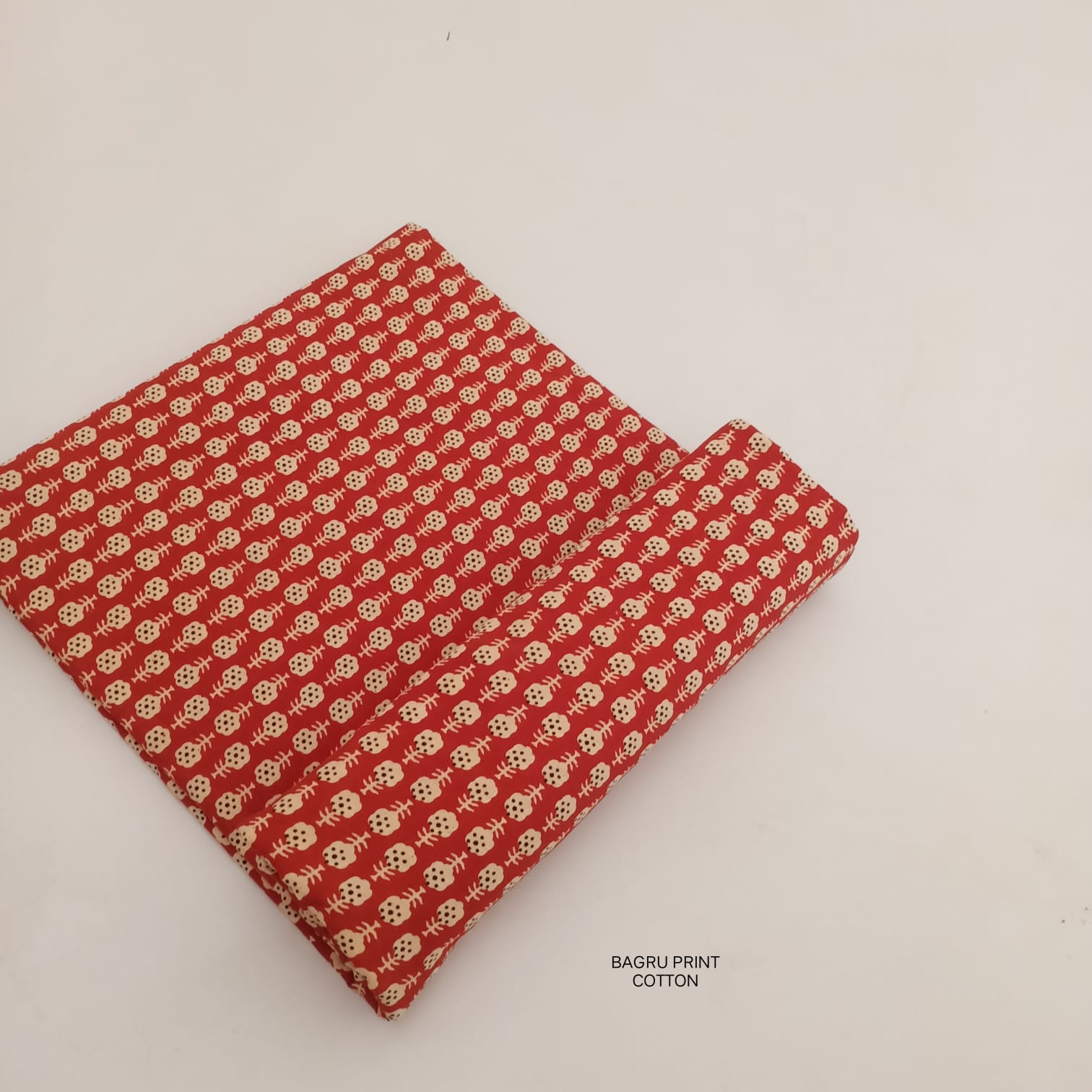 Madder red butti Bagru handblock cotton fabric in traditional Rajasthan print