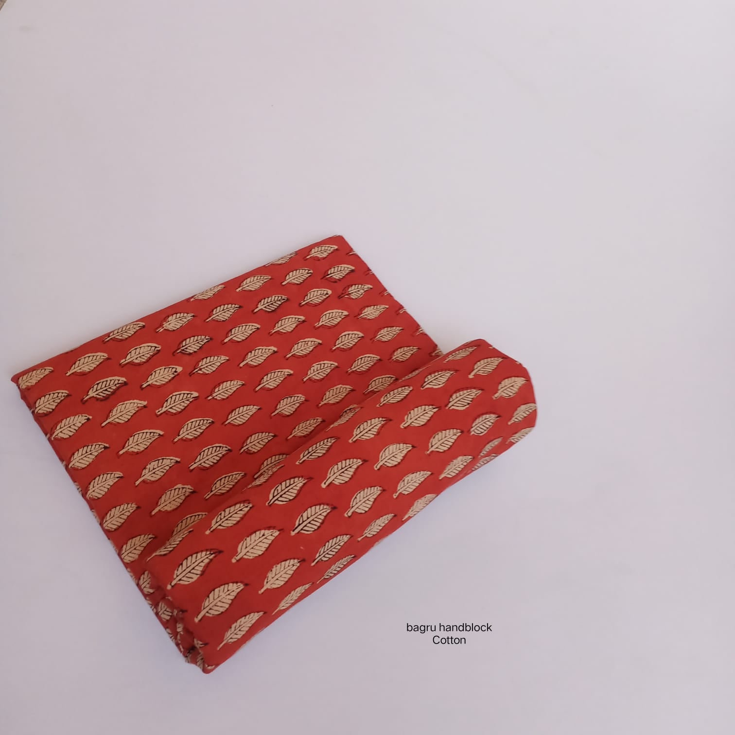 Madder red leaf motif Bagru handblock printed cotton fabric sustainable