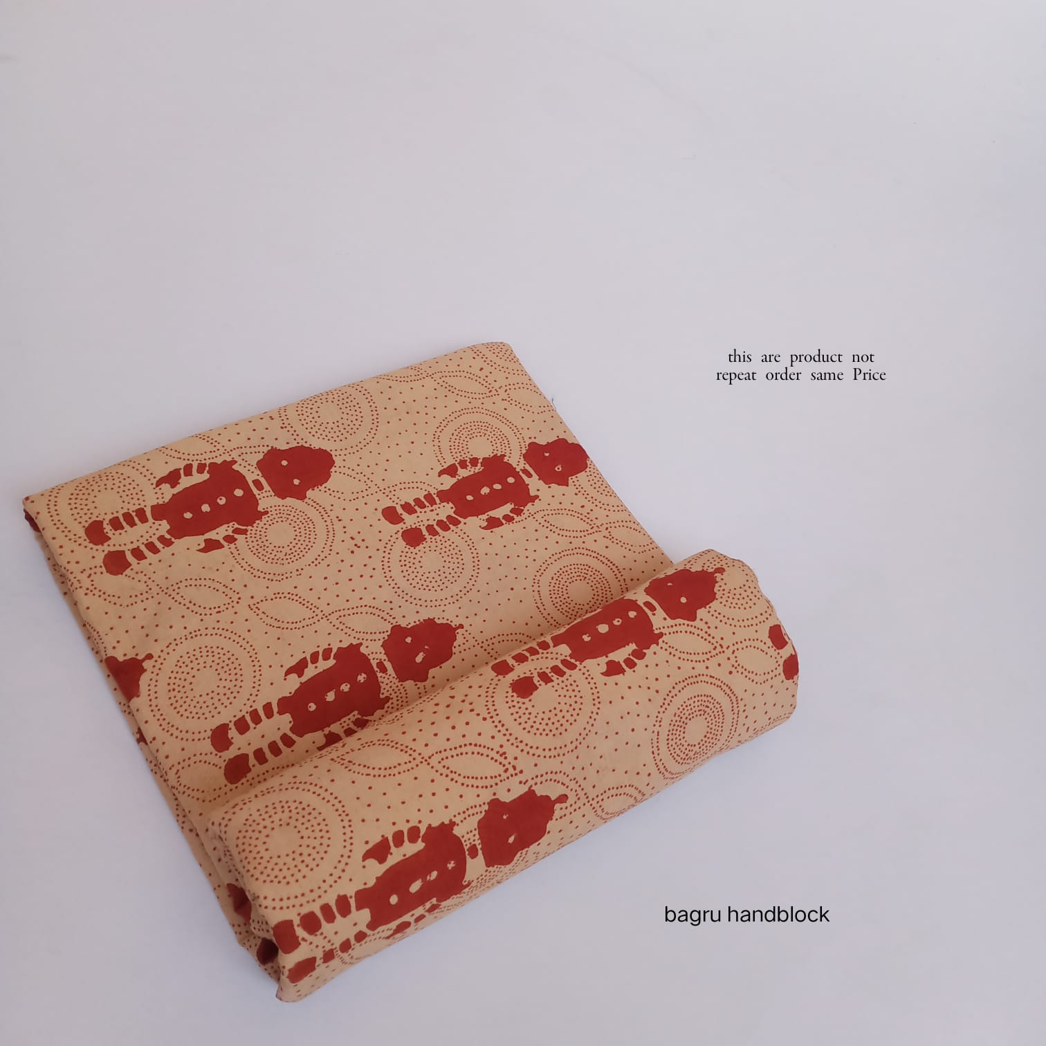 Madder red robotic motif Bagru handblock cotton fabric artisan crafted