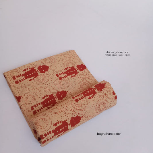 Madder red robotic motif Bagru handblock cotton fabric artisan crafted
