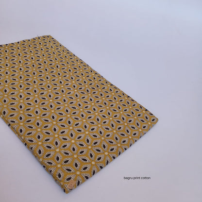 Mustard floral butta jaal Bagru handblock printed cotton fabric wholesale