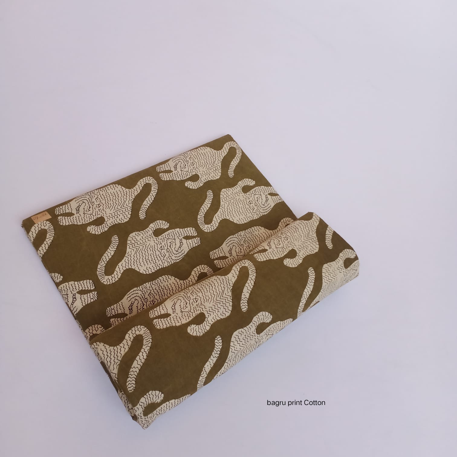 Olive wild animal design Bagru handblock printed cotton fabric wholesale
