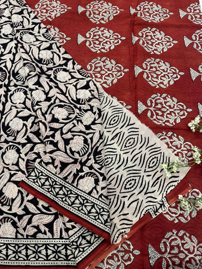 Black Floral Jaal Cotton Saree – Designer Handcrafted Wholesale Saree for Boutiques