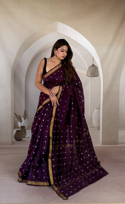 Blue Maheshwari Silk Handblock Printed Saree with Floral Jaal – Wholesale Silk Saree