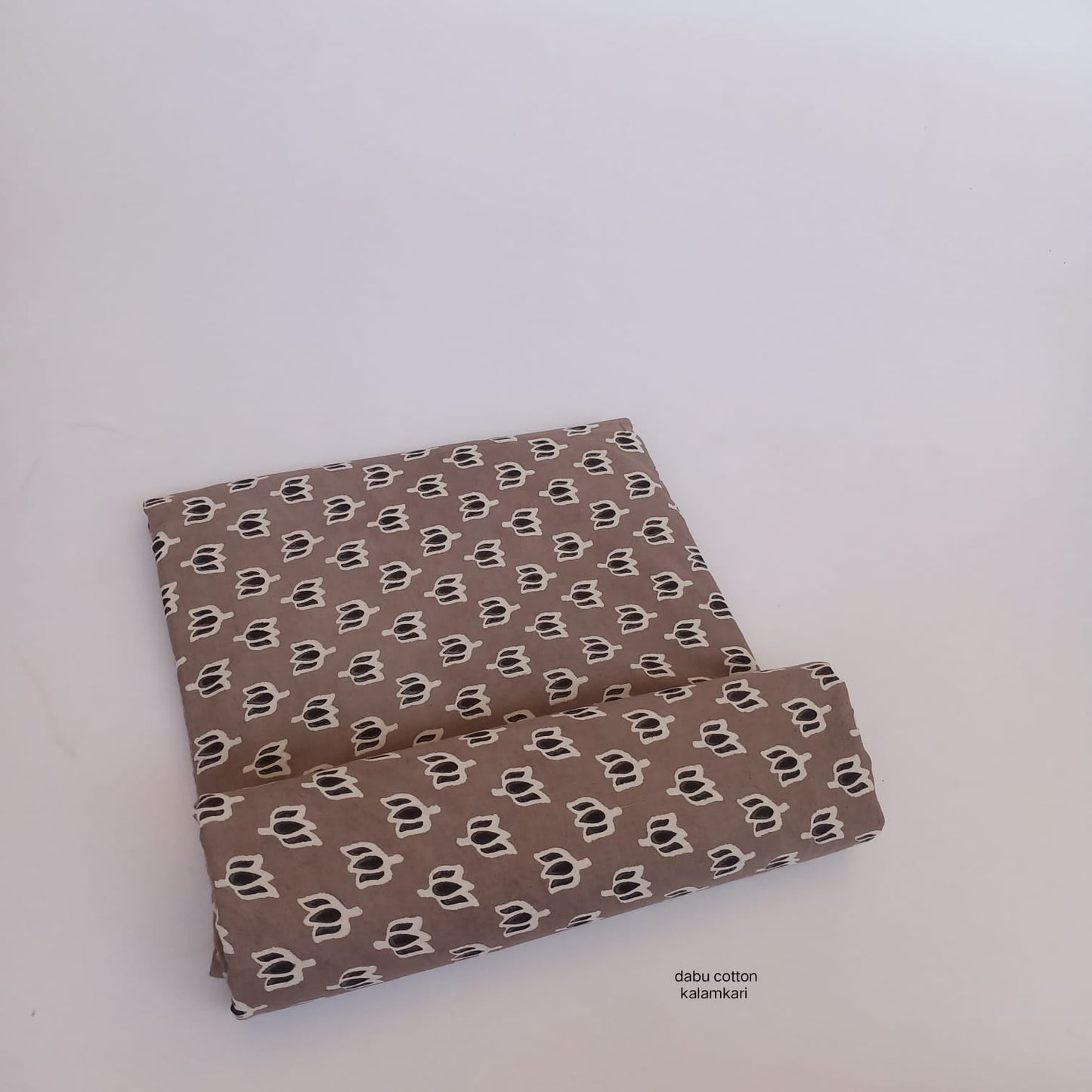 Brown lotus Dabu handblock cotton fabric, artisan-crafted, wholesale for designers and retailers