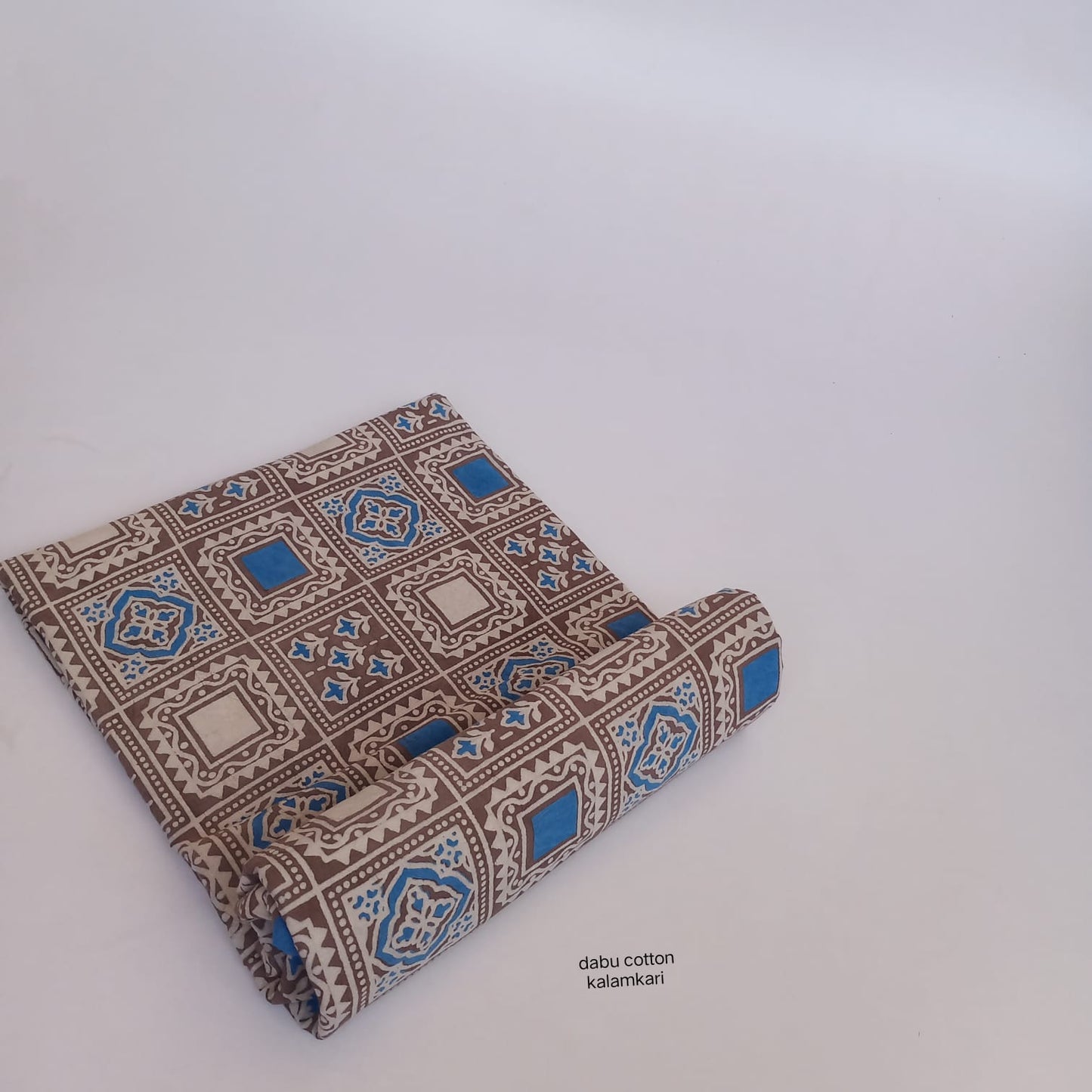 Brown printed Dabu handblock cotton fabric, artisan-crafted, wholesale for designers and retailers