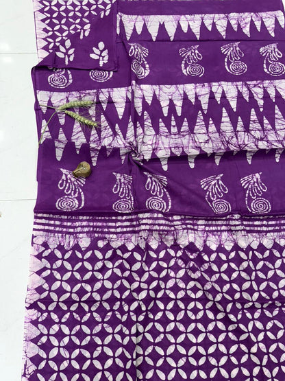 Magenta pink Bagru hand block printed cotton saree, wholesale fabric by Fabtexs
