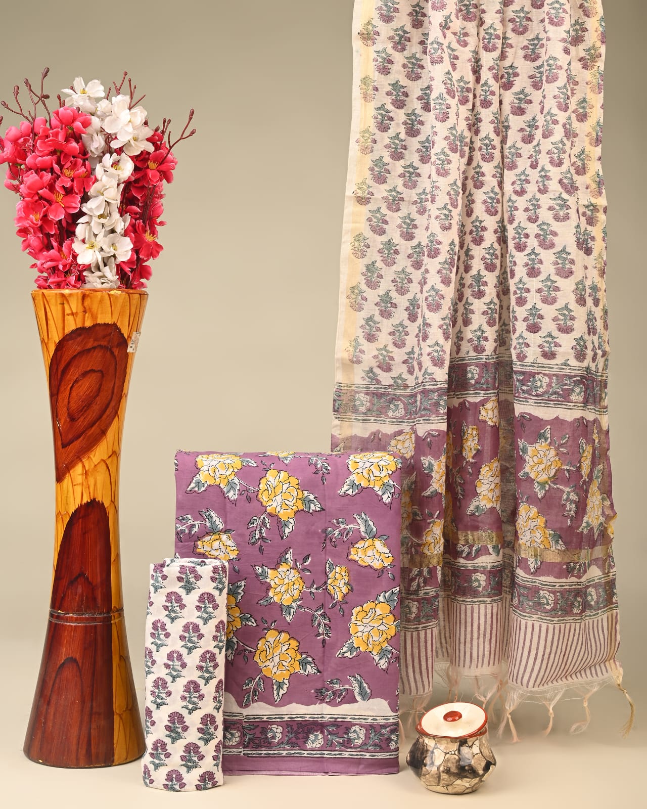 Chanderi Silk Dress Material Wholesale | Handblock Printed Cotton Suits
