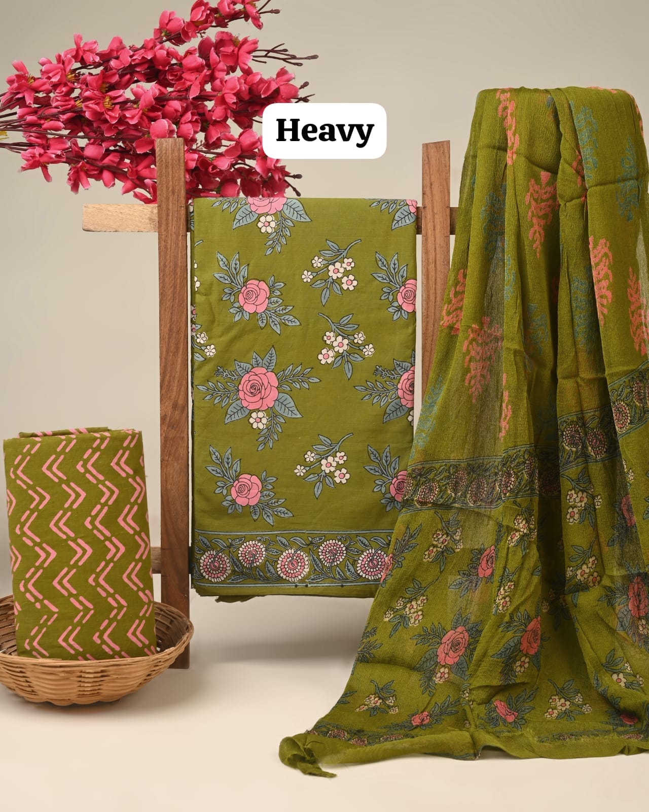 Blue jaal cotton dress material with chiffon dupatta wholesale, handblock printed pure cotton dress material for boutiques and designers by Fabtexs26