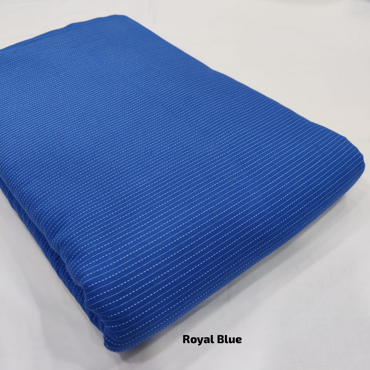 Blue cotton Kantha fabric featuring classic stitched surface, premium wholesale textile by Fabtexs