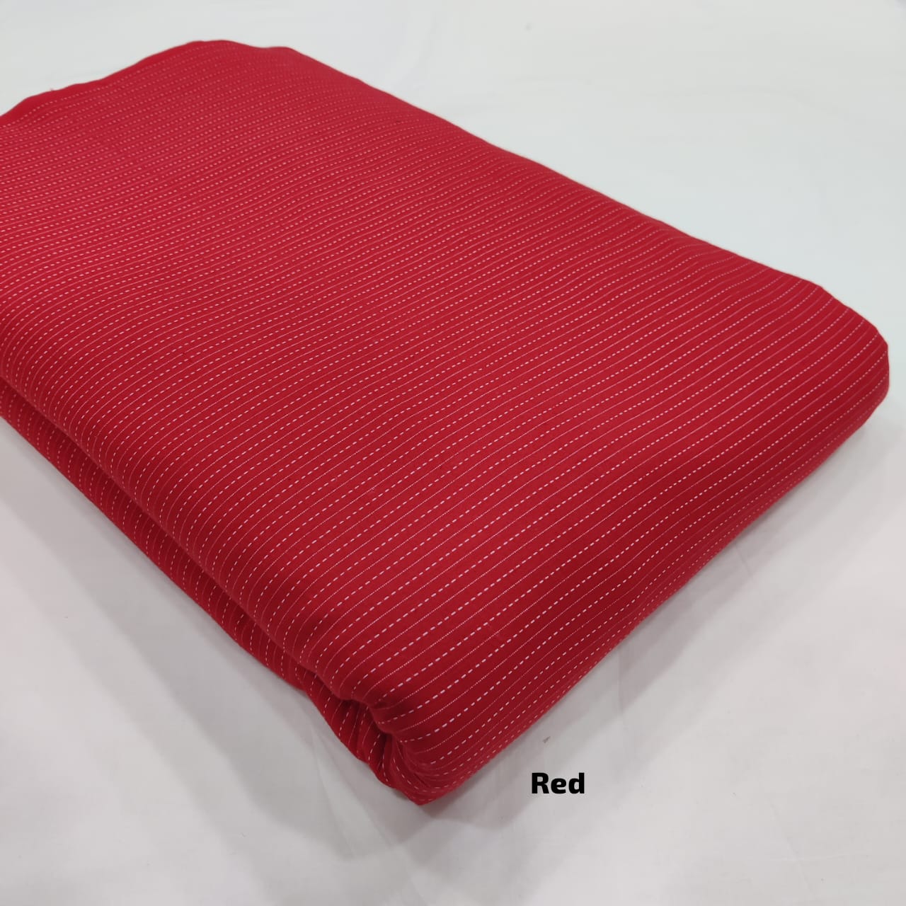 Red pure cotton Kantha fabric with bold textured weave, wholesale fabric supply by Fabtexs