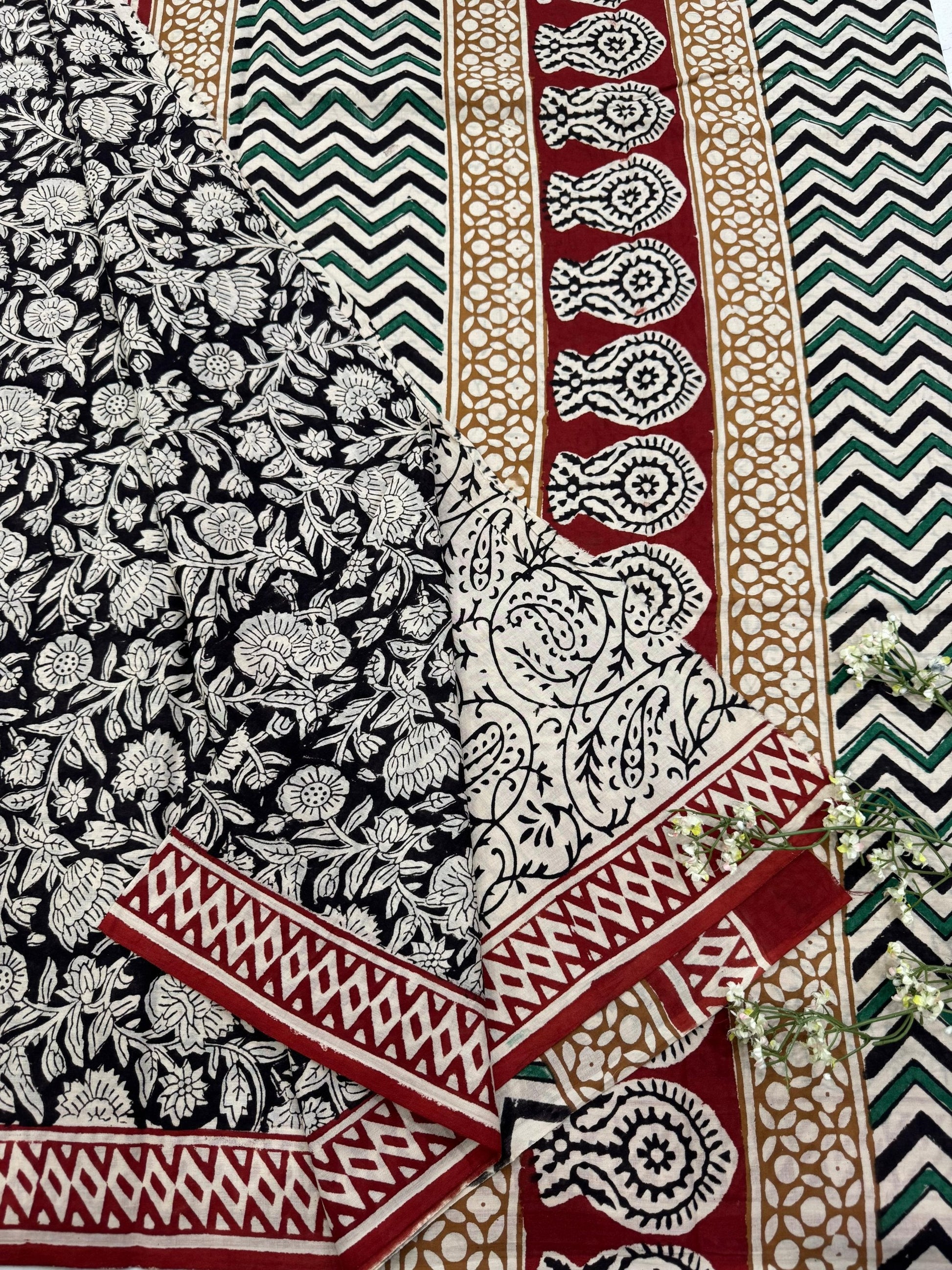 Black Floral Jaal Cotton Mul Saree – Wholesale Handcrafted Designer Saree for Retailers & Boutiques