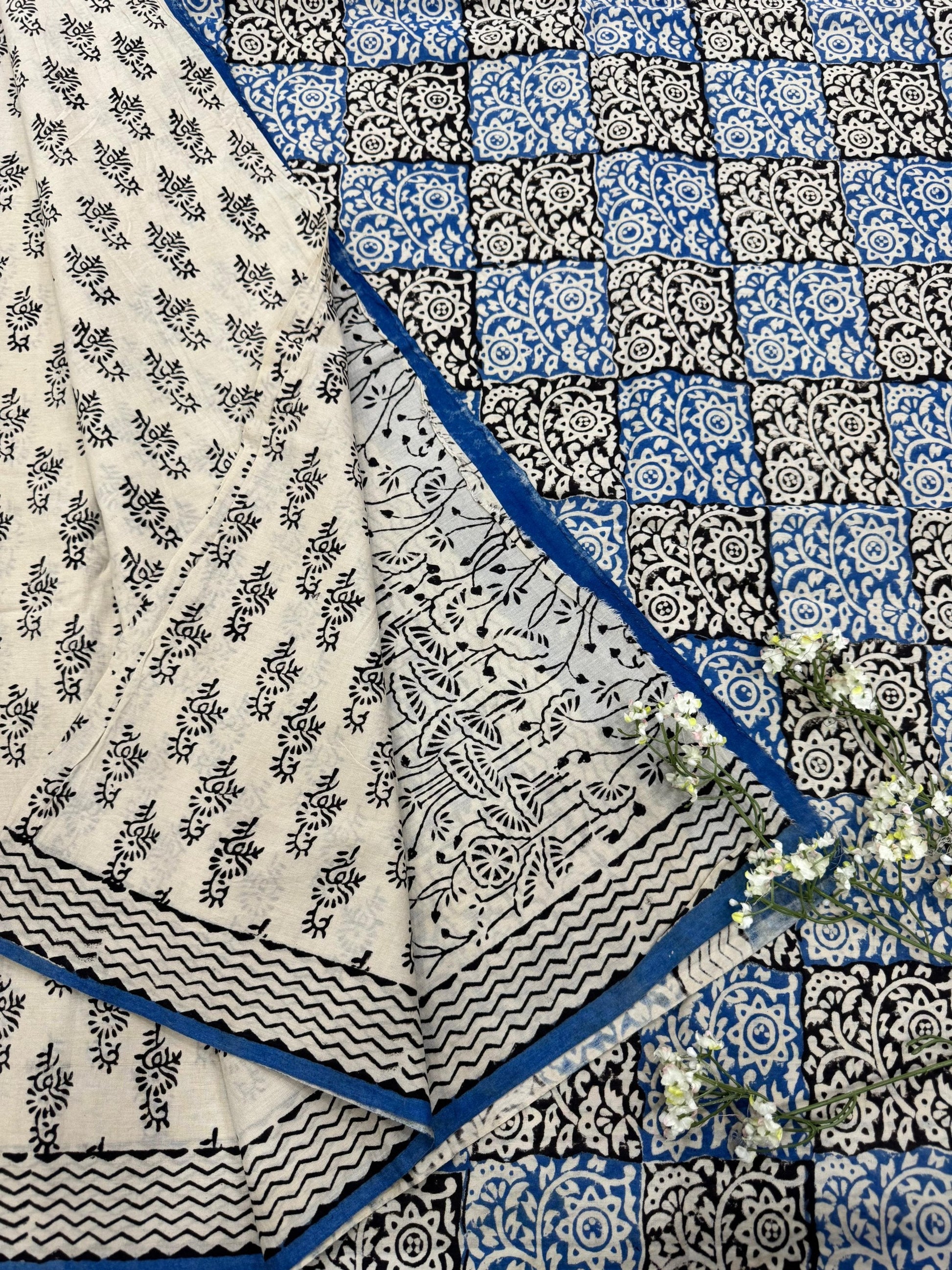 Cream Black Butti Cotton Mul Saree – Designer Wholesale Saree for Boutiques & Stores