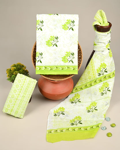 green butta handblock printed cotton mulmul dress material wholesale India boutique fabric sourcing for designers Fabtexs