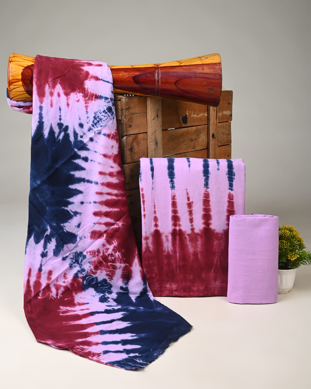 maroon blue shibori handblock printed cotton mulmul dress material wholesale India supplier for bulk buyers Fabtexs