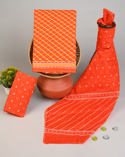 orange checks handblock printed cotton mulmul dress material wholesale India low MOQ boutique fabric supplier Fabtexs