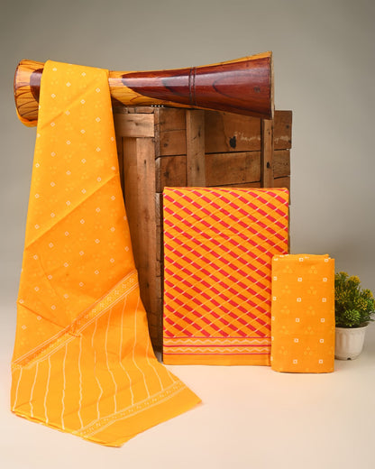yellow dots handblock printed cotton mulmul dress material wholesale India low MOQ boutique fabric supplier Fabtexs
