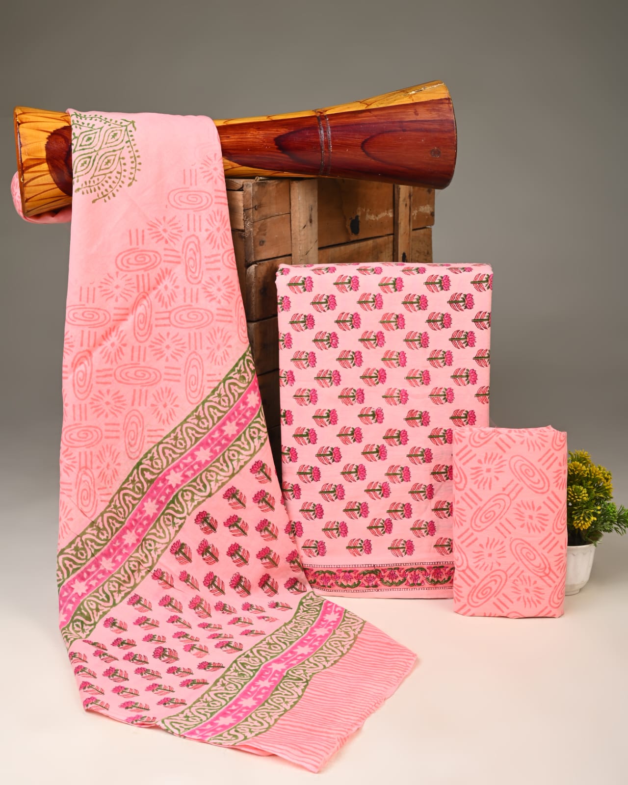 Pure cotton mulmul dress material wholesale in yellow peach, handblock printed dress material for boutique, designer & bulk buyers – Fabtexs