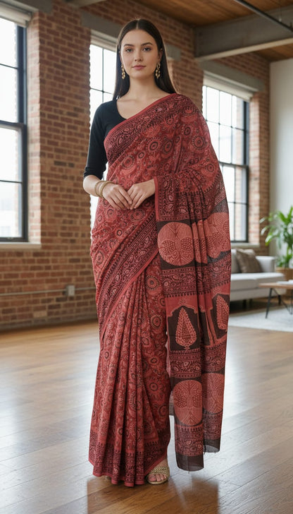 Premium Cotton MUL Handblock Printed Sarees Wholesale – Soft, Breathable & Artisan-Crafted
