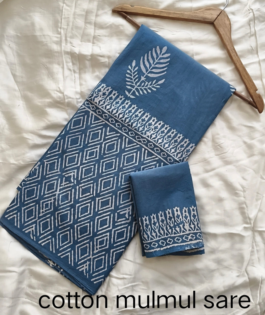 Cotton Mulmul Saree in leaf green – Pure cotton handblock printed saree wholesale by Fabtexs