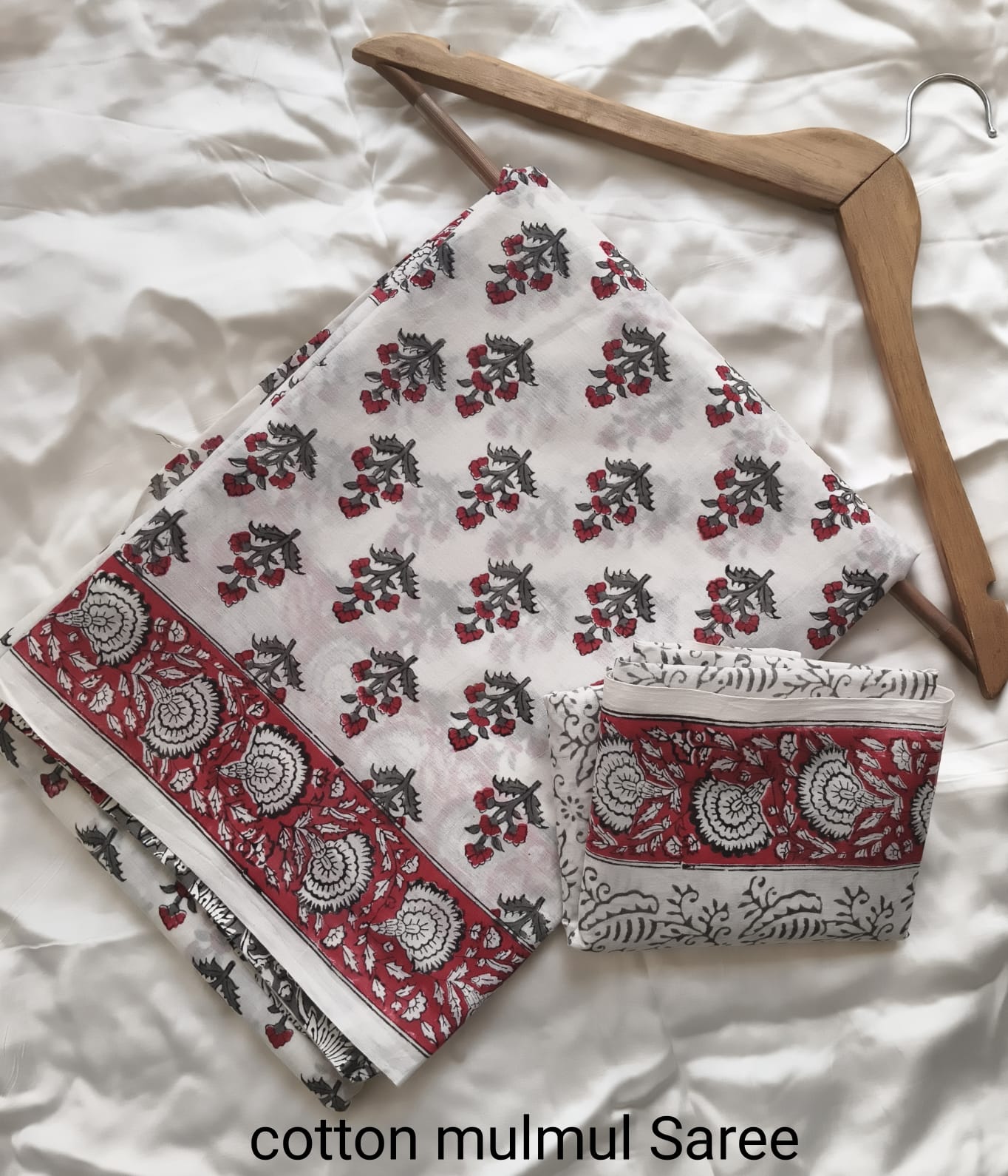 Cotton Mulmul Saree in pink floral print – Pure cotton handblock printed saree wholesale by Fabtexs
