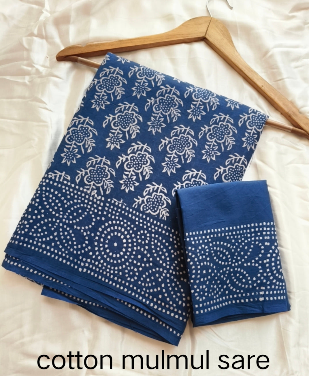 Cotton Mulmul Saree in yellow and blue – Pure cotton handblock printed saree wholesale by Fabtexs