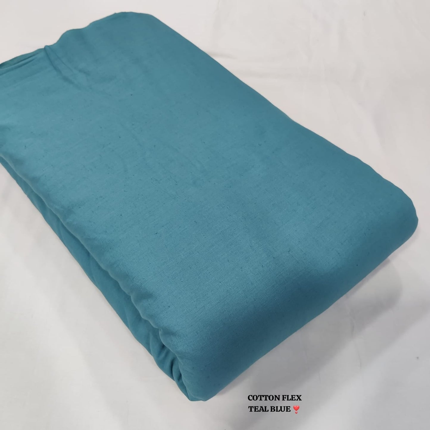 Pure cotton plain flex fabric wholesale in teal blue, procian dyed, 160 GSM, bulk textile by Fabtexs